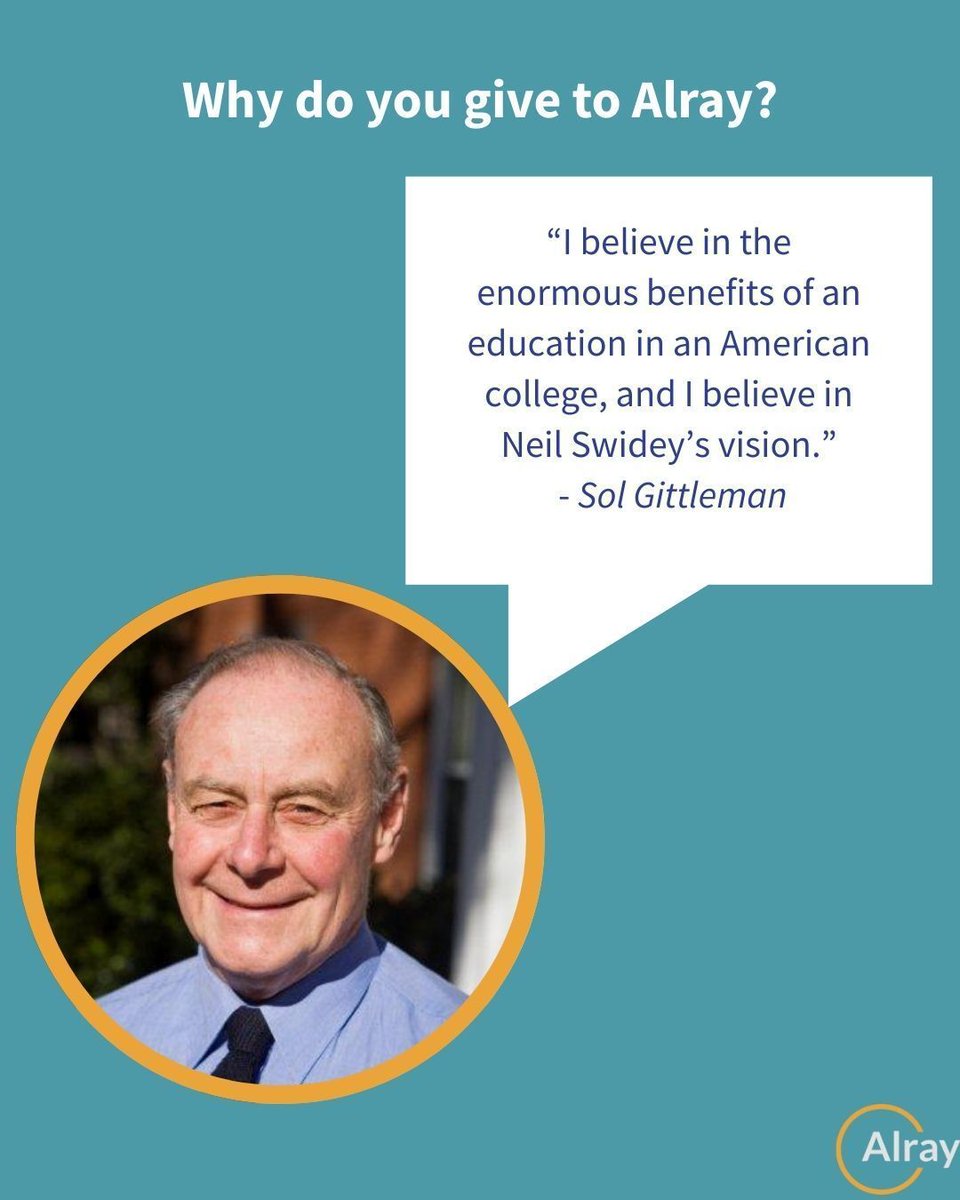 Today we’re highlighting donor Sol Gittleman. 
Sol believes deeply in the transformational impact of a college education and in Neil Swidey’s vision for helping students get a second chance to finish what they started. We’re grateful for his steadfast support of Alray💙