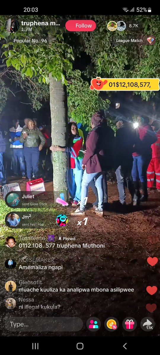 I'm not a fan of tiktok live so excuse my ignorance in the qtn I'm about to ask. 
Hio ❤ followd by $12,108,577 ndio pesa huyu hugging tree babe amechangiwa?