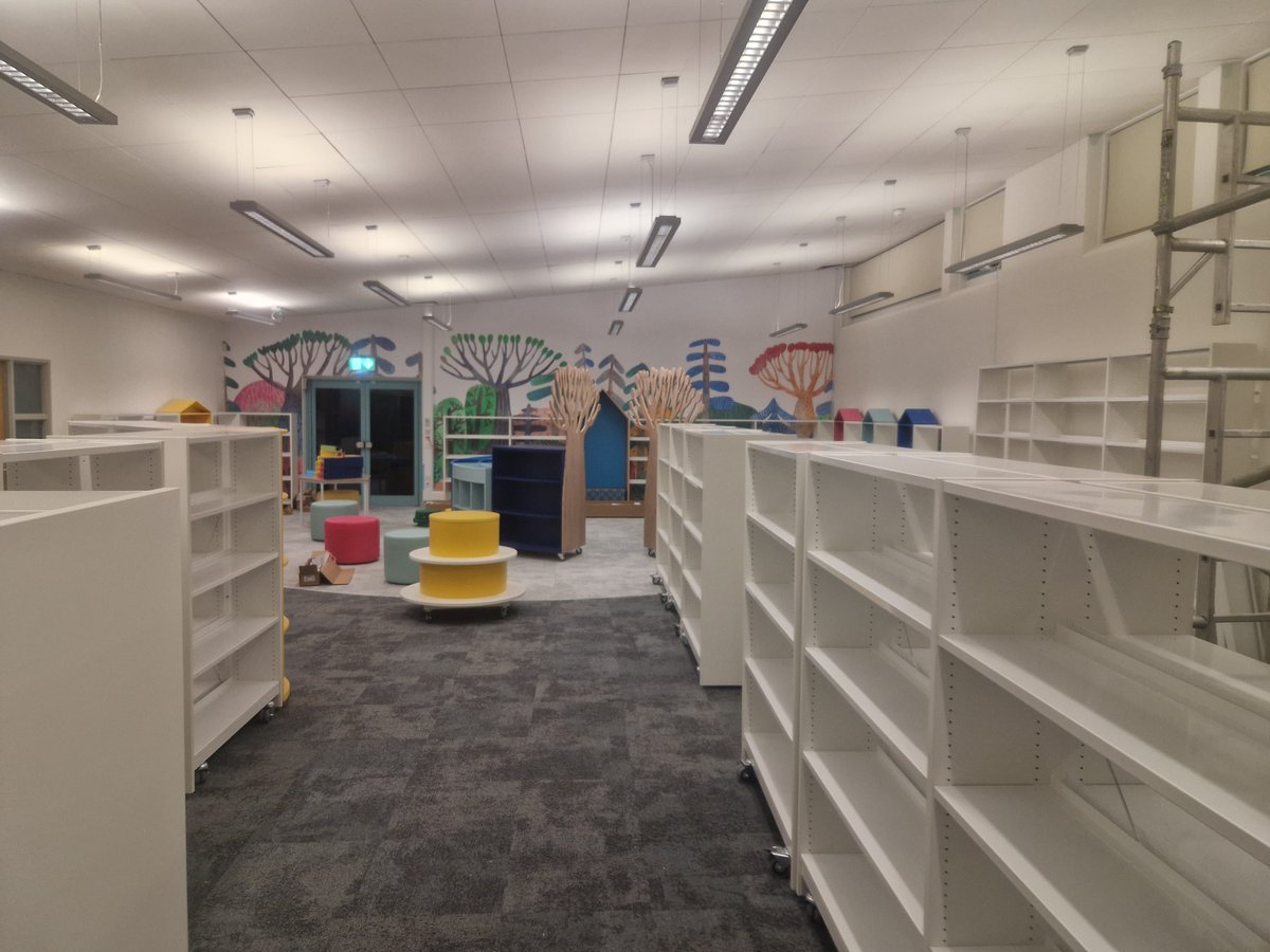 Audio Visual Installation York - work in progress at Acomb Library, York with the installation of a 3 Metre Sapphire motorised projection screen, Epson 6200 Lumens Projector, new sound system to be installed &amp; two meeting rooms to install with Samsung 75" TV Displays, Biamp Video