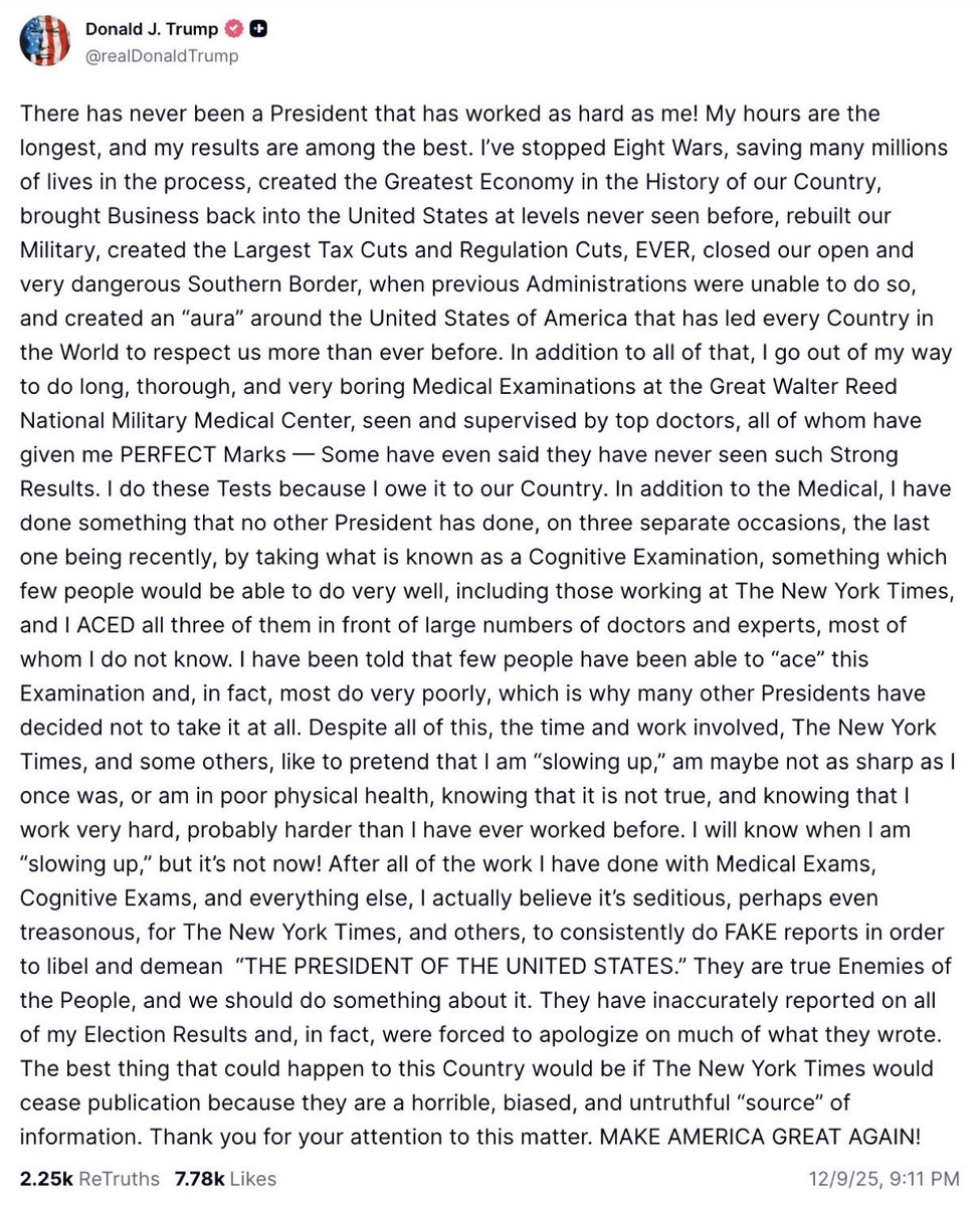 Does Donald Trump think taking multiple dementia tests is a good thing?