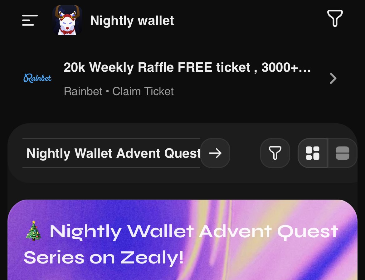 🎄 <a href="/Nightly_app/">Nightly</a>  Wallet Advent Quest Series is LIVE on Zealy!

Quest #5: Swap Magic ✨ just dropped — jump in, complete tasks &amp; stack those rewards!

Join the festive fun 👇
zealy.io/cw/nightlywall…

Don’t miss out — it’s Nightly season! 🦊❄️