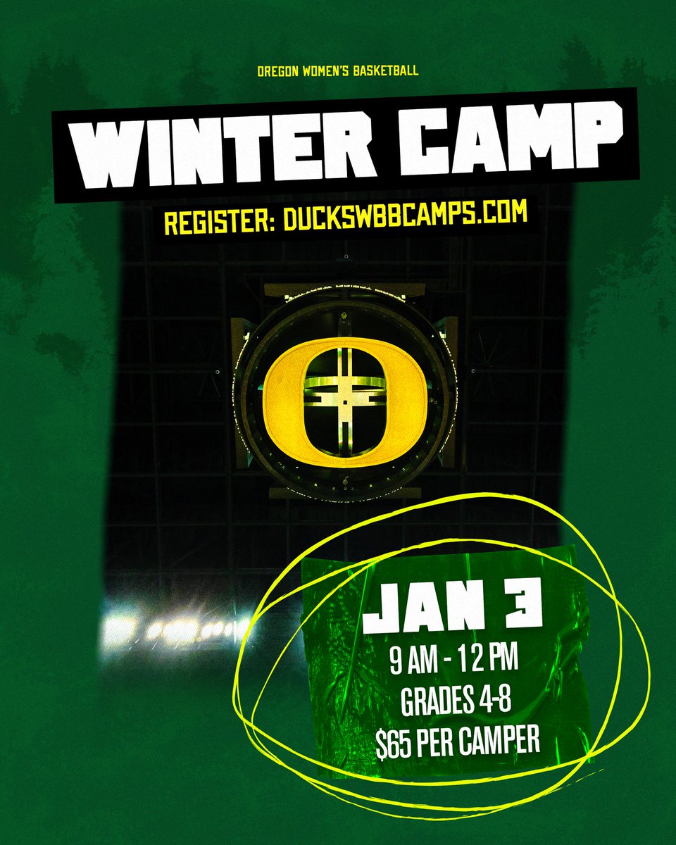 OregonWBB's tweet image. Spend part of your winter break with the Ducks!  Registration is open for our Winter Camp on Jan. 3. 

For more info and to register, visit DucksWBBCamps.com

#GoDucks