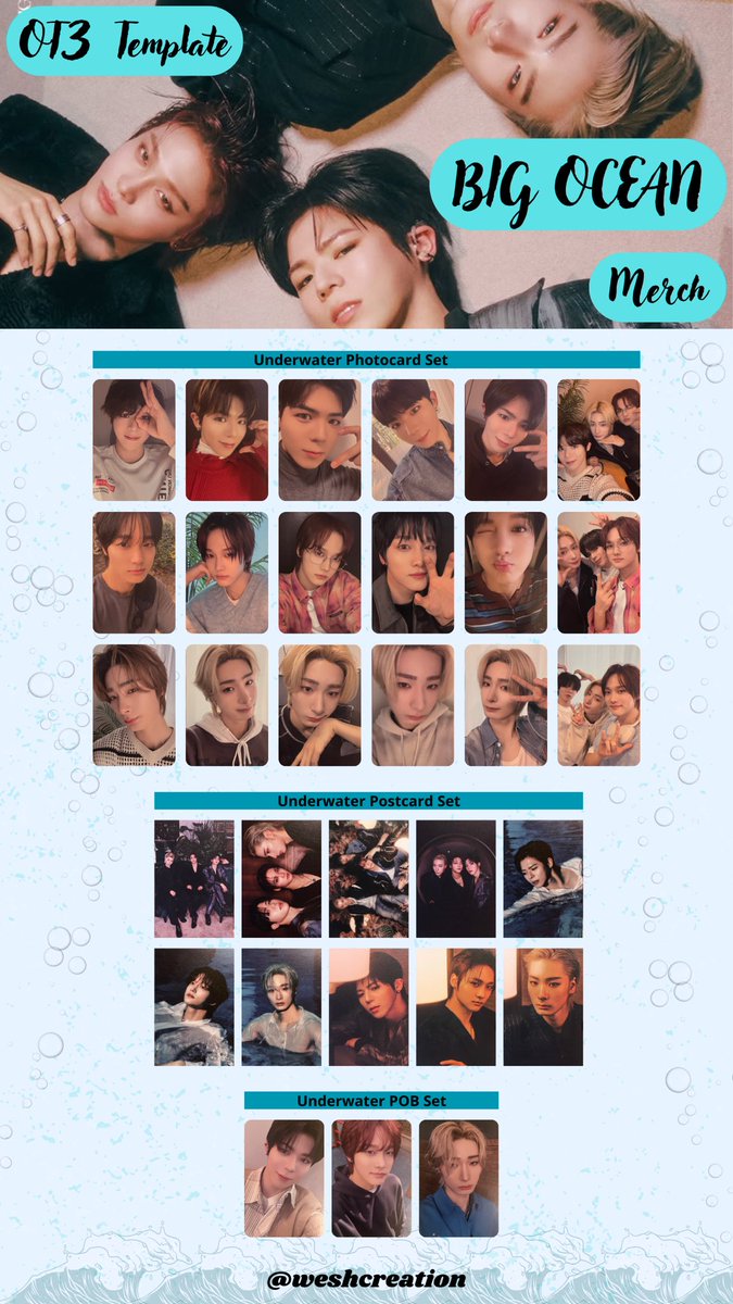 Big ocean templates THREAD 

Debut merch, slow merch, underwater merch, tour merch, albums follow and underwater, Bucket hat, HEARTSIGN in paris and fansign in frankfurt
#chanyeon #pj #hyunjin #jiseok #bigocean #pado <a href="/BigOceanUK/">Big Ocean UK 🇬🇧</a> <a href="/BigOceanUS/">Big Ocean USA 🇺🇸</a>