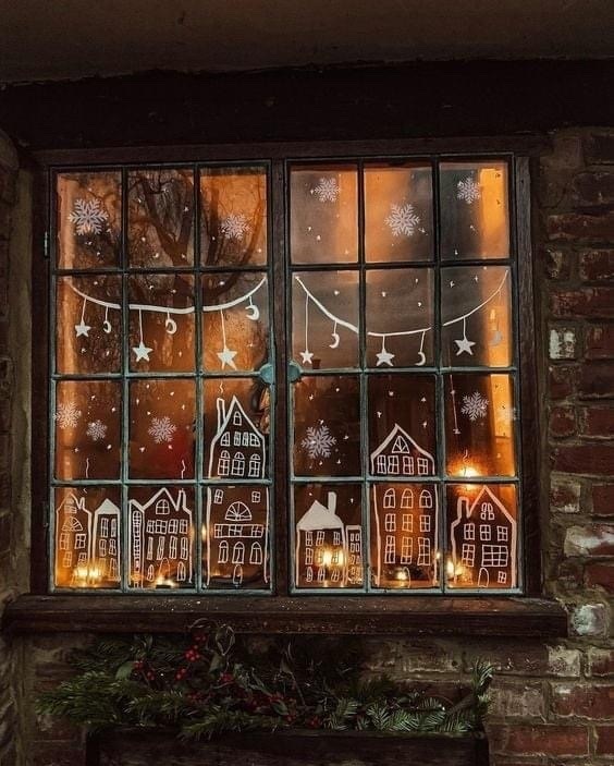 CWC_Company's tweet image. A selection of windows decorated for the season. (No pressure if your own decorations aren't up; frankly, bare windows are easier to clean!)