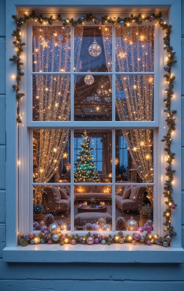 CWC_Company's tweet image. A selection of windows decorated for the season. (No pressure if your own decorations aren't up; frankly, bare windows are easier to clean!)