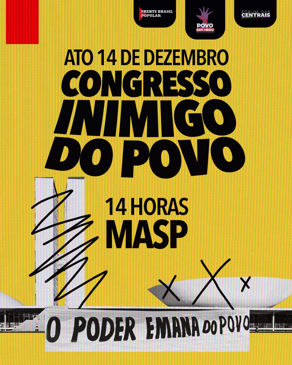 DIA 14 POVO NAS RUAS
SEM ANISTIA
SEM DOSIMETRIA
FORA HUGO MOTTA TRAIDOR DA DEMOCRACIA.
