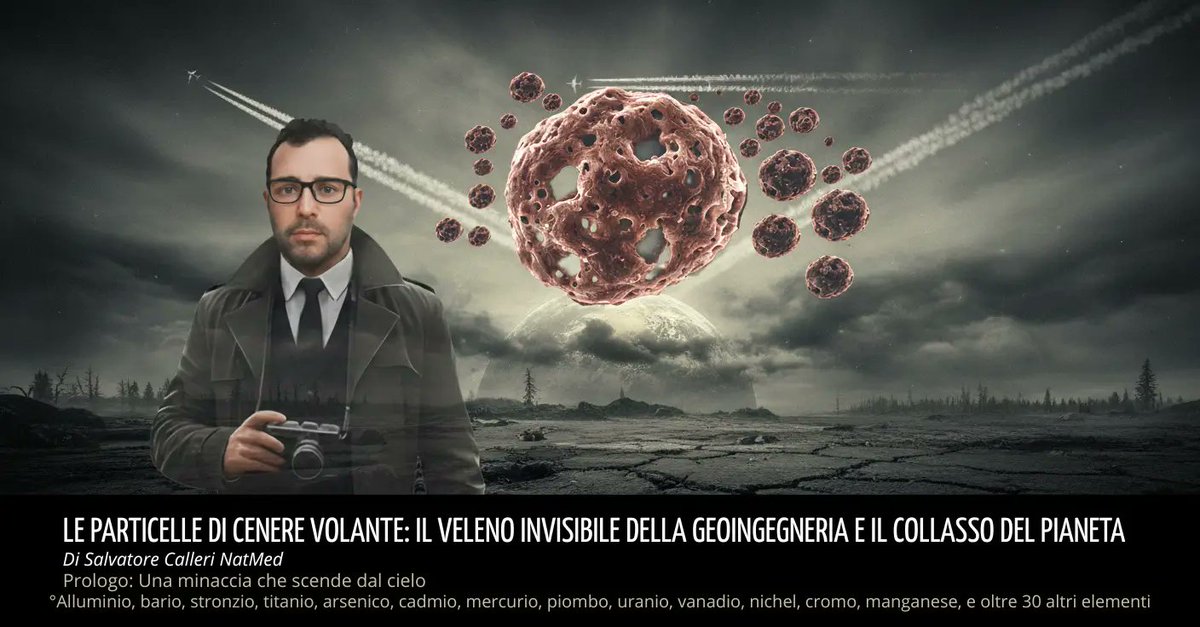 SCinfocorretta's tweet photo. LE PARTICELLE DI CENERE VOLANTE: IL VELENO INVISIBILE DELLA GEOINGEGNERIA E IL COLLASSO DEL PIANETA
https://t.co/qZqjGOgLIl

#Geoingegneria #CenereVolante #Chemtrails #ScieChimiche #InquinamentoAereo #Geoengineering #Particolato #StopGeoingegneria https://t.co/OEaHgKLd73
