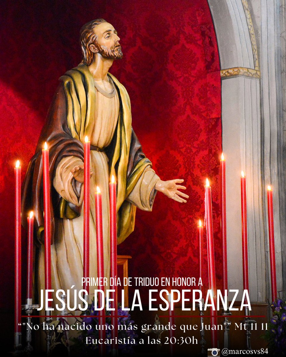 CSagradaCena's tweet image. PRIMER DÍA DE TRIDUO EN HONOR A JESÚS DE LA ESPERANZA

Hoy damos comienzo al Solemne Triduo en honor a nuestro amantísimo titular.
Tras la Eucaristía , se hará entrega de los pergaminos conmemorativos de 25 y 50 años de pertenencia.

🕰️ 20:30h
📍Iglesia de San Pedro Apóstol