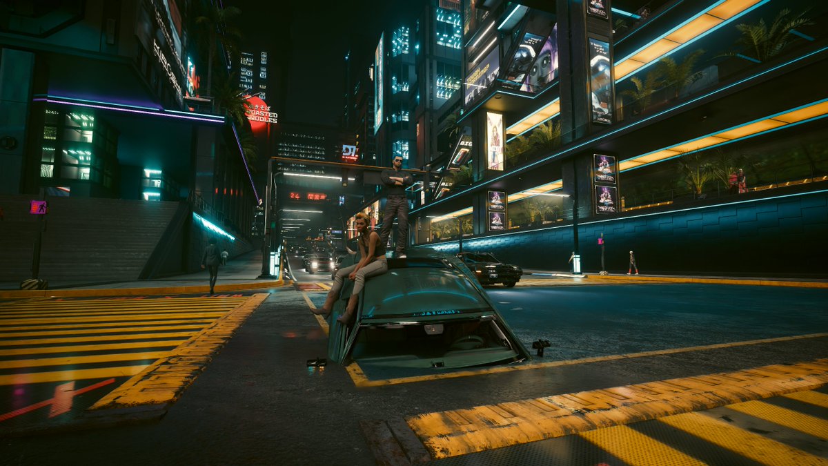 MortMcNamara's tweet image. Night City ist immer einen Ausflug wert, auch mit seinen liebenswerten Macken ^^

#Cyberpunk2077 #5Years
