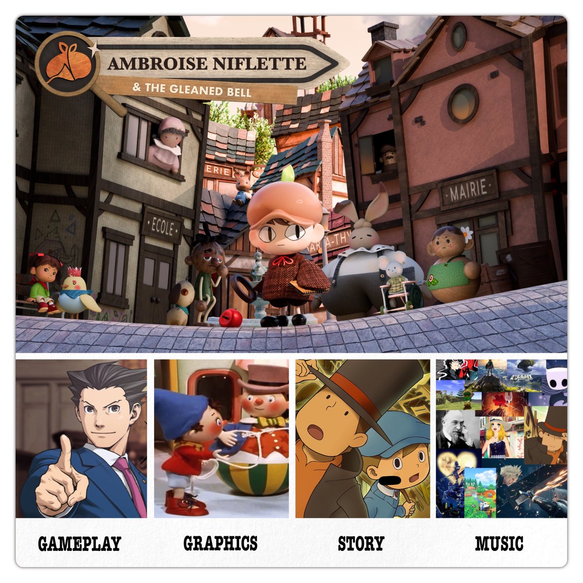 Topotes_Studio's tweet image. 🙌 Your upcoming cozy detective game Ambroise Niflette &amp;amp; the Gleaned Bell 🍎

#indiegames #detectivegame #IndieGameDevs