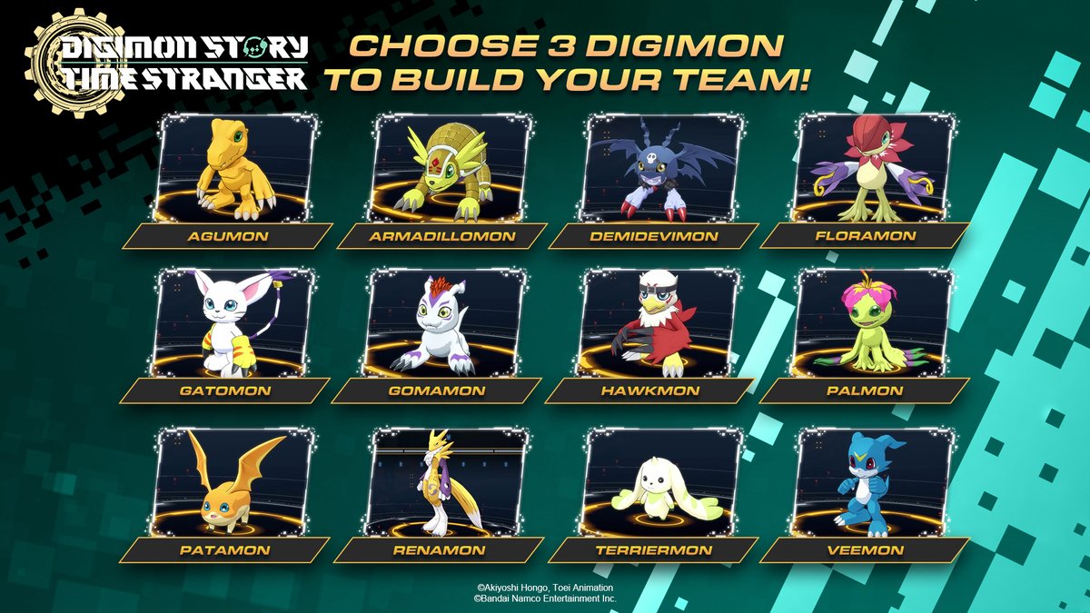 digimon_games's tweet image. It's the start of your digi-journey!

Choose 3 Digimon to build your team! 
#TimeStranger