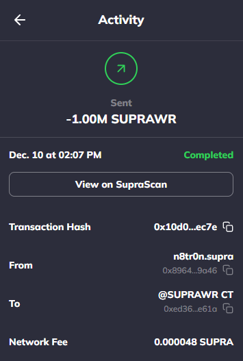 SynthwavLabs's tweet photo. 📢 $SUPRAWR CT Update 📢

💸 Another 1,000,000 $SUPRAWR has been moved into the Community Treasury.

💪 No noise, just steady strengthening of the ecosystem, brick by brick. The #RAWRpack keeps building and preparing for what’s next. 🚀

@SUPRA_Labs @AtmosProtocol https://t.co/J2uC3lKyp1