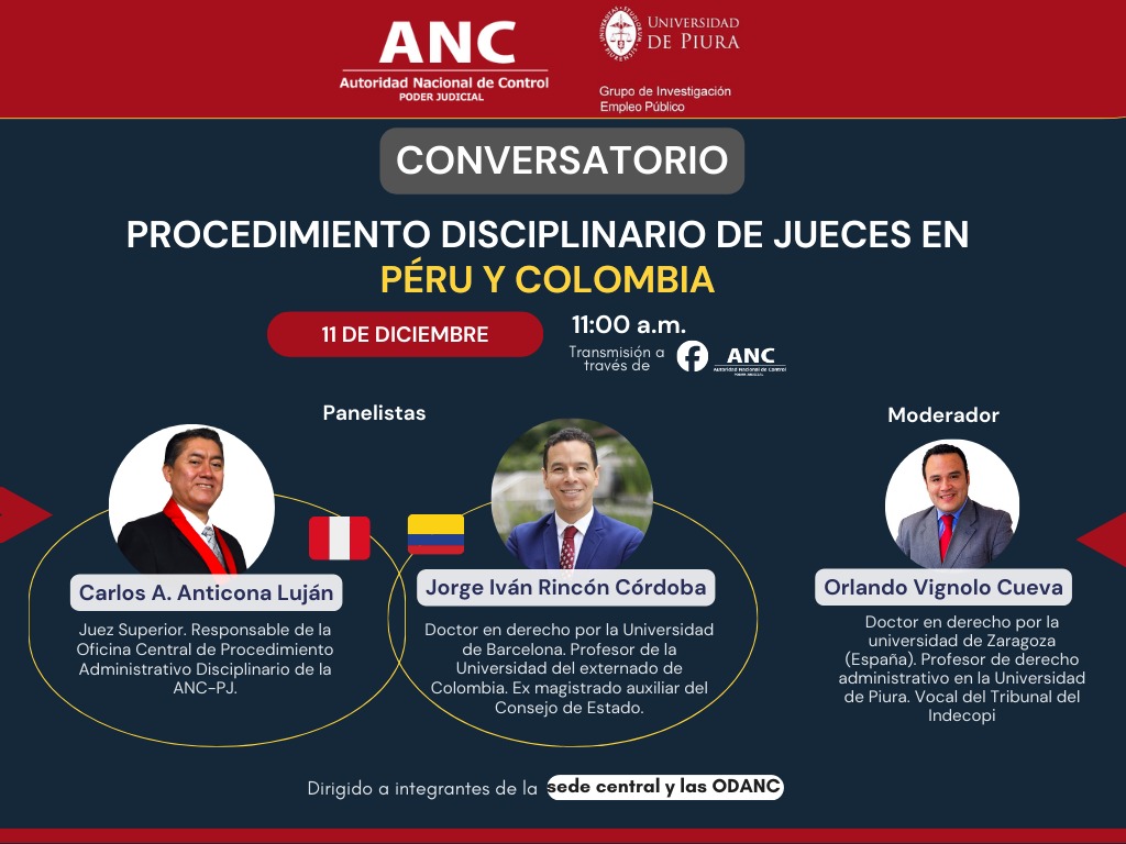#ANCPJ en coordinación con la Universidad de Piura, realizará un conversatorio internacional sobre el procedimiento disciplinario aplicable a jueces en Perú y Colombia.
➡️ goo.su/TBpL
