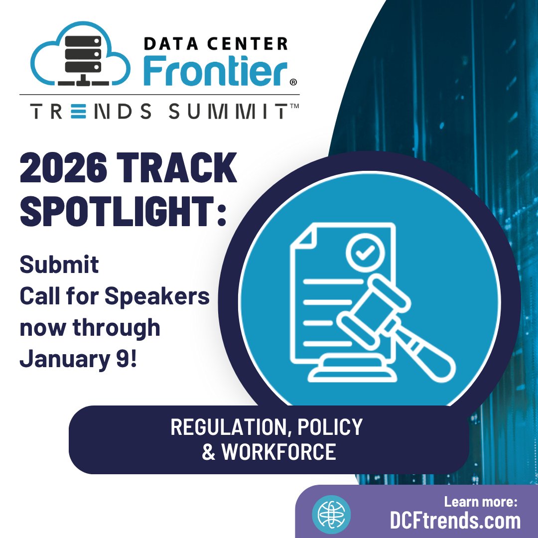 dcfrontier's tweet image. ⚖️ #DCFtrends Track Spotlight: Regulation, Policy &amp;amp; Workforce

We’re looking for insights on navigating shifting regulations, compliance challenges, and evolving workforce needs in the data center landscape.

👉 Submit your speaking proposal by Jan 9
🔍 bit.ly/4ic6311