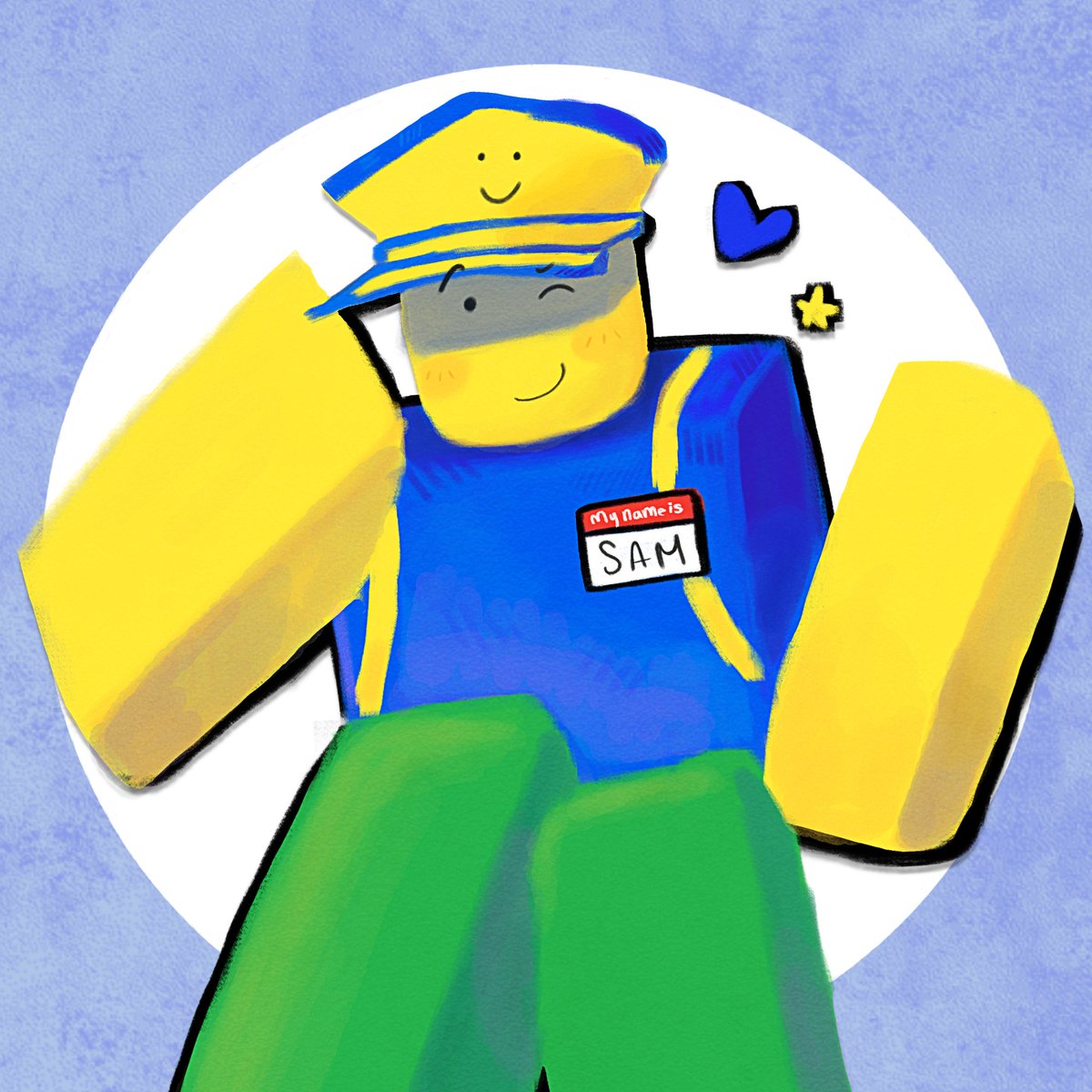 Piroplup's tweet image. Sam de Deadly delivery 🍔💙 (dibujo experimental)
#deadlydelivery  #robloxart