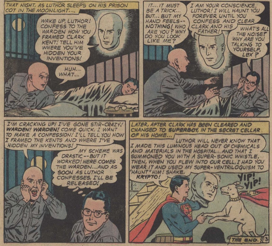 it does get funnier the more i find more 

Lex framing The Kents which in turn Clark becoming his cell-mates and ended up being pranked by him and Krypto. so unserious i love them