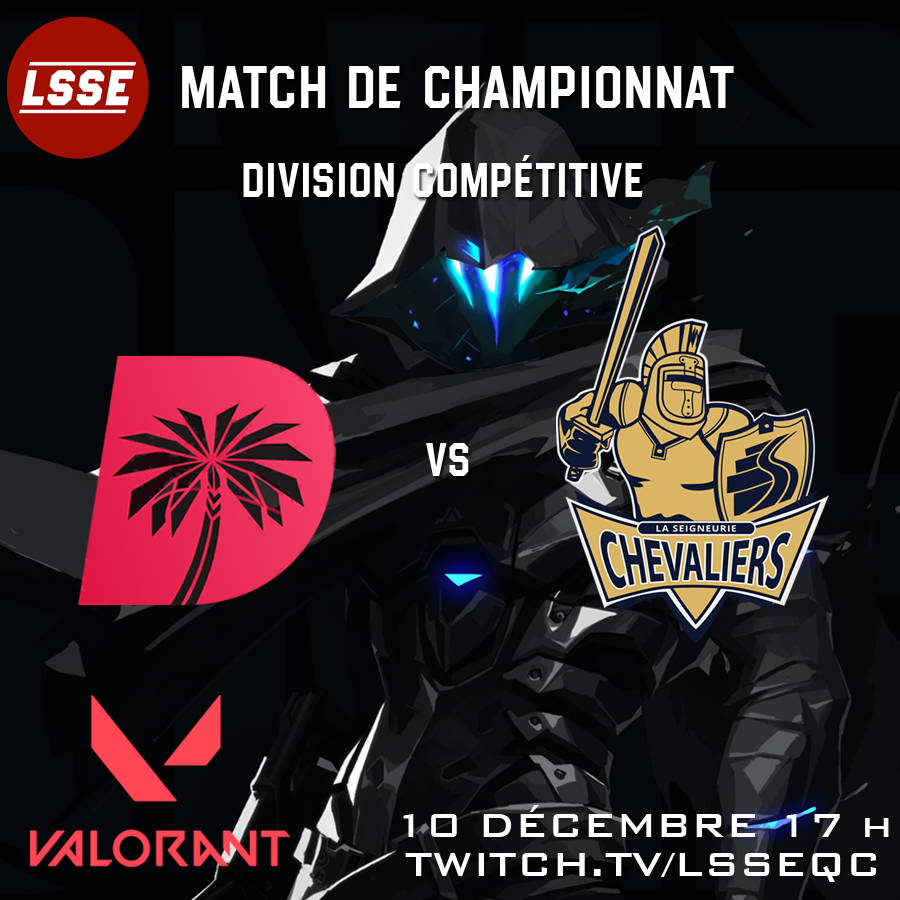 On conclut les finales Automne 2025 sur Valorant!
Dream du @cfpriverains contre les Chevaliers de l’école secondaire de la Seigneurie.
Qui va ace? Qui va clutch? Quelle école remportera la bannière?
#LSSEQc #FQSE