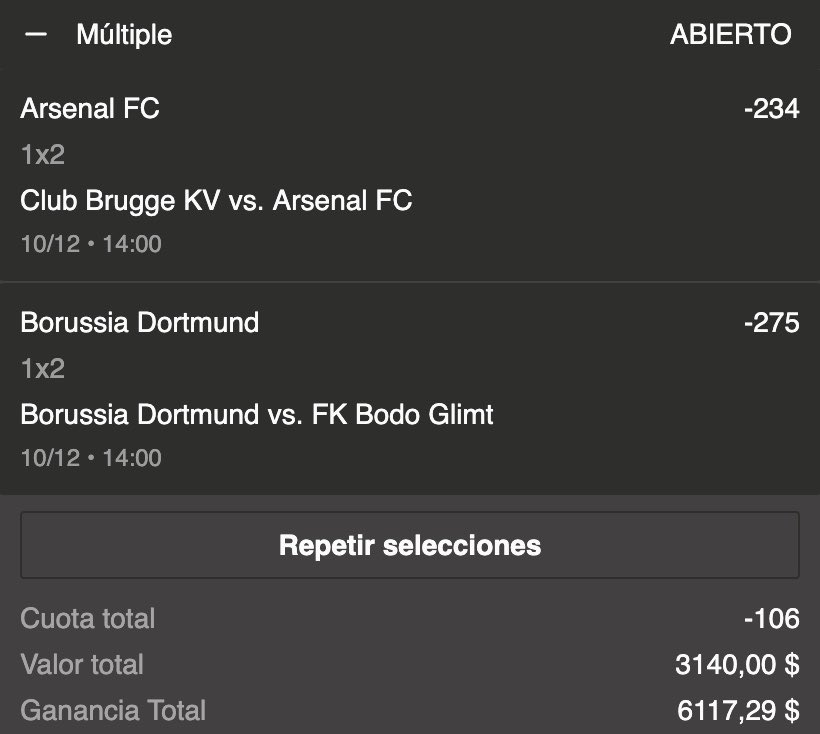 CAM_PICKS's tweet photo. Está listo mi pick de hoy #UCL 🔥💰

Última fecha de Champions del año y con este doble cierro mis apuestas de las noches mágicas.

• Arsenal ML, como todos saben es el actual líder de la copa y ganando hoy asegura playoffs.

• Dortmund ML, aquí si veo una probable masacre, el Borussia es la ofensiva #2 en esta season.

Lo mande con 5.4% y es mi jugada más fuerte del mes. 🏦

Pd, les voy a mandar el resto de mis jugadas de hoy a todos los que den like y RT. 🚢❤️

#ChampionsLeague