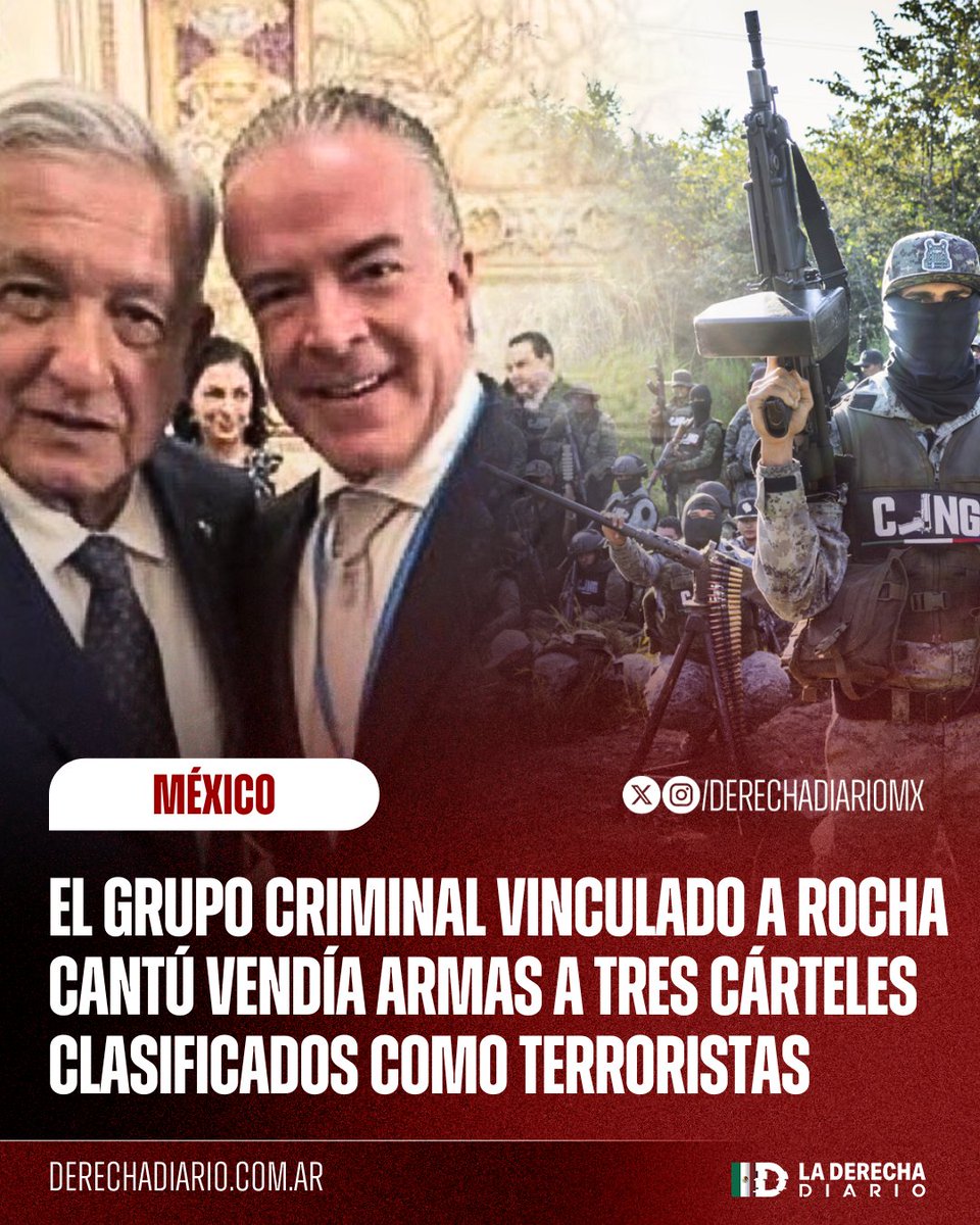 DerechaDiarioMX's tweet image. 🚨🇲🇽 | GÁNGSTER: La organización criminal vinculada al amigo de los morenistas Raúl Rocha Cantú, le vendía armas y cartuchos a la Unión Tepito, Cártel del Golfo y el CJGN, estos dos últimos clasificados como grupos terroristas por Estados Unidos, según su expediente de la FGR.