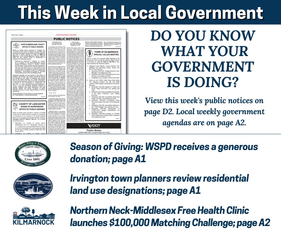 𝗥𝗲𝗮𝗱 𝘁𝗵𝗲 𝗥𝗲𝗰𝗼𝗿𝗱 𝗲𝘃𝗲𝗿𝘆 𝘄𝗲𝗲𝗸 𝘁𝗼 𝘀𝘁𝗮𝘆 𝗶𝗻𝗳𝗼𝗿𝗺𝗲𝗱 𝘄𝗶𝘁𝗵 𝘄𝗵𝗮𝘁 𝗶𝘀 𝗴𝗼𝗶𝗻𝗴 𝗼𝗻 𝗶𝗻 𝗬𝗢𝗨𝗥 𝗰𝗼𝗺𝗺𝘂𝗻𝗶𝘁𝘆 𝗮𝗻𝗱 𝗹𝗼𝗰𝗮𝗹 𝗴𝗼𝘃𝗲𝗿𝗻𝗺𝗲𝗻𝘁...

This week's public notices are available online here: rrecord.com/wp-content/upl….