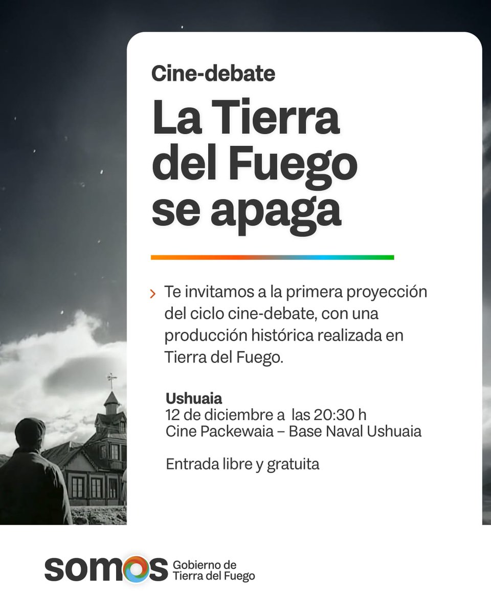 findelmundoar's tweet photo. 🎬 El cine fueguino vuelve a la pantalla grande.
Cine-Debate en el histórico Cine Packewaia de la Base Naval Ushuaia.
Una propuesta del Ministerio de Educación y la Armada Argentina para volver a mirar nuestra historia a través del cine. https://t.co/42bOpL6FWc
