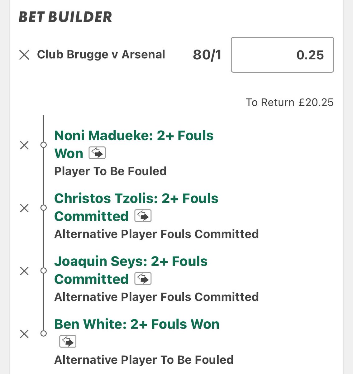 bettingwithAP's tweet photo. Club Brugge v Arsenal https://t.co/OQG0LMeX3x
