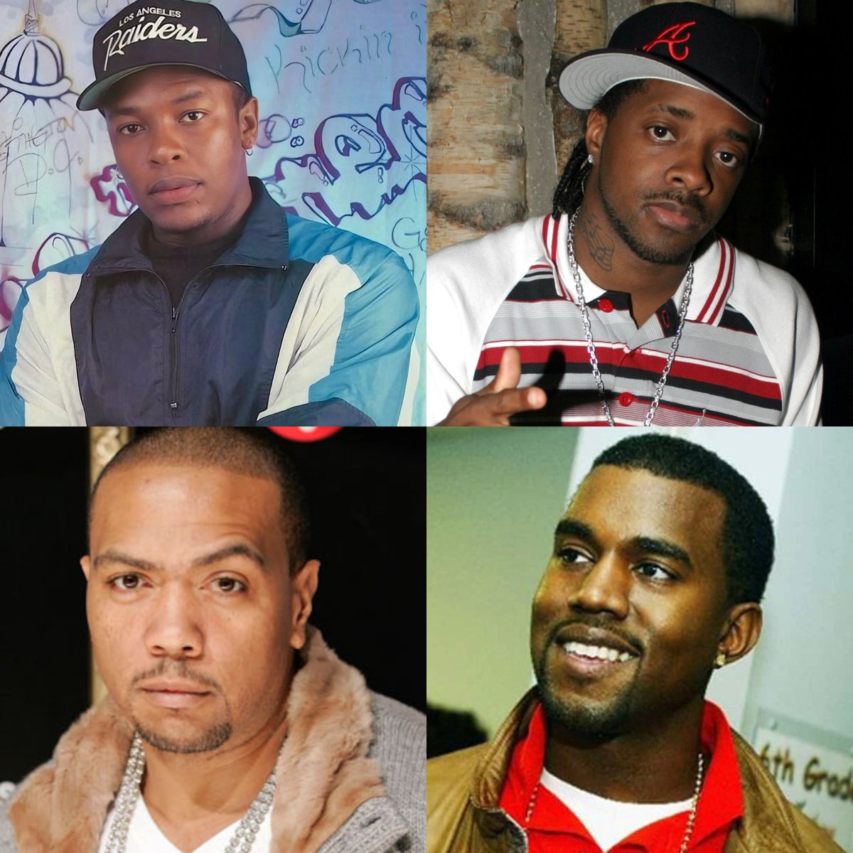 HawkEmDownChris's tweet image. Who’s the best producer here?

A) Dr. Dre
B) Jermaine Dupri
C) Timbaland
D) Kanye West