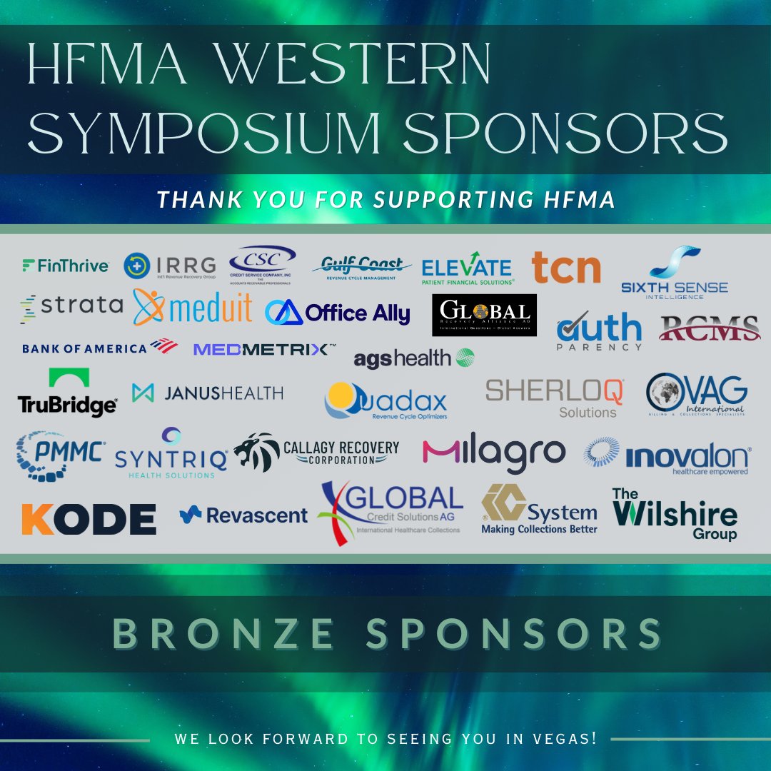 We are proud to recognize and celebrate our Bronze Sponsors for the 2026 HFMA Western Regional Symposium! 🤩

Thank you to each of our Bronze Sponsors for contributing to an exceptional event experience. We appreciate your partnership and look forward to seeing everyone in Vegas!