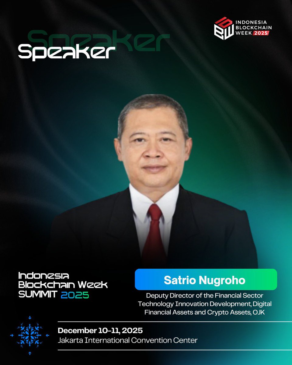 Satrio Nugroho — Deputy Director at OJK, overseeing digital financial  assets & crypto adoption in Indonesia. He drives innovation while  protecting consumers and ensuring stability in the financial system. Catch  him at #