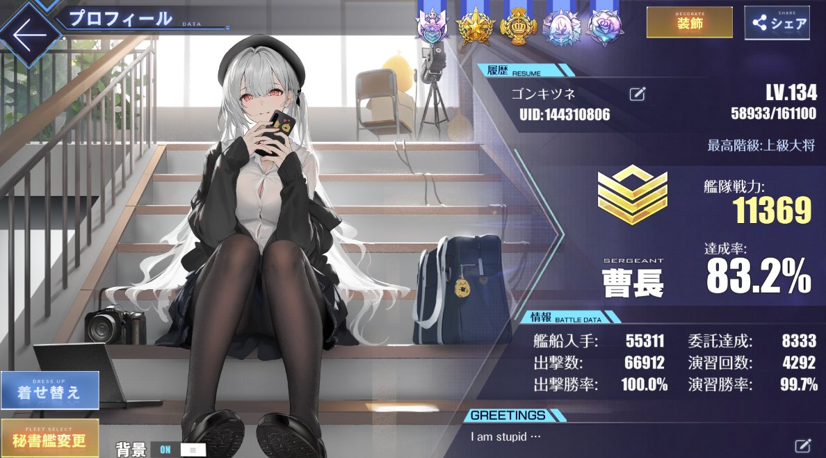 #メンテなのでアズレンプロフィールを無言で貼る