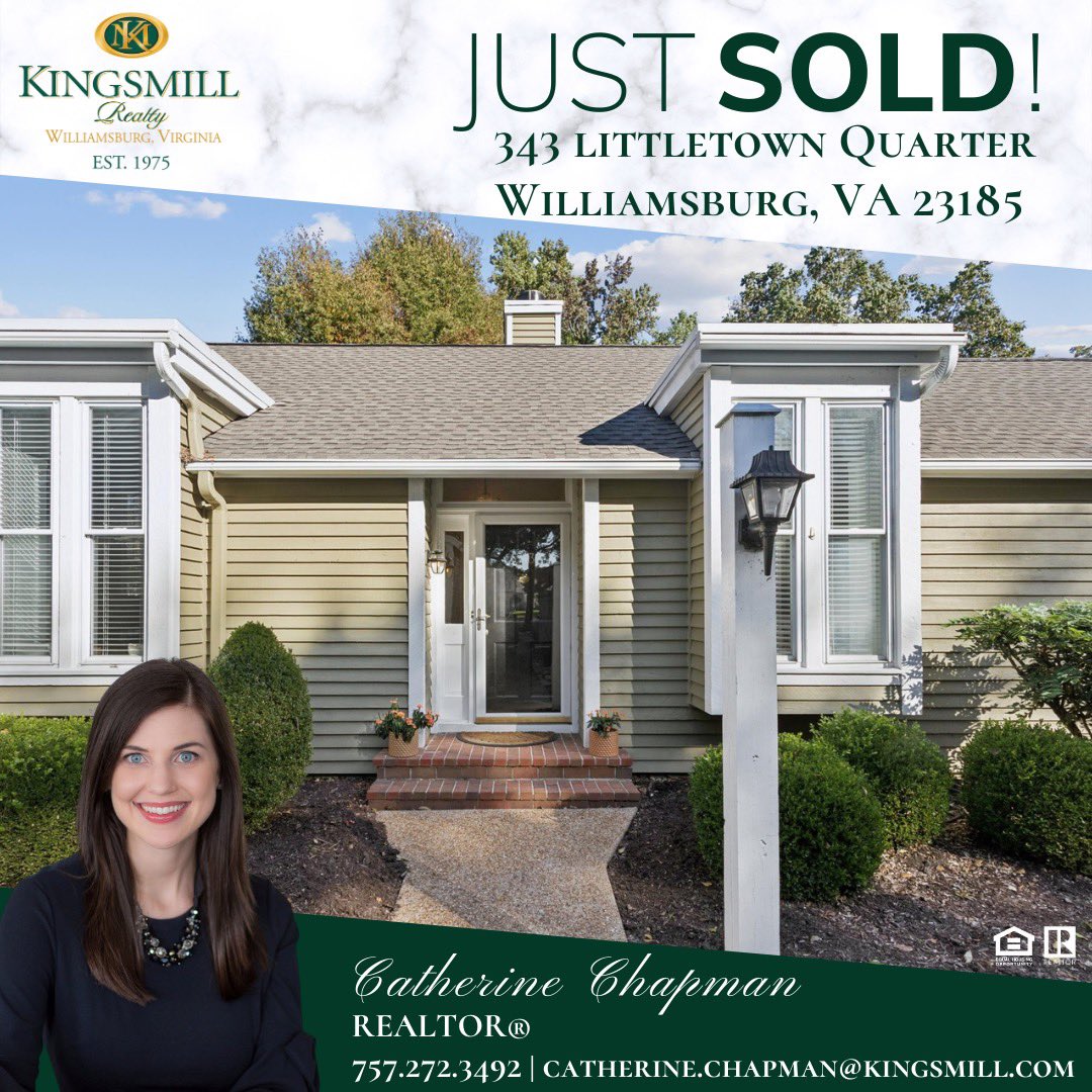CChapmanRealtor's tweet photo. JUST SOLD! 🎉 343 Littletown Quarter in Kingsmill | Huge congratulations to my seller client on their sale of this charming and beautiful townhome in Kingsmill. Thank you for the opportunity to represent you in this real estate sale. https://t.co/MYvNQRbNSe