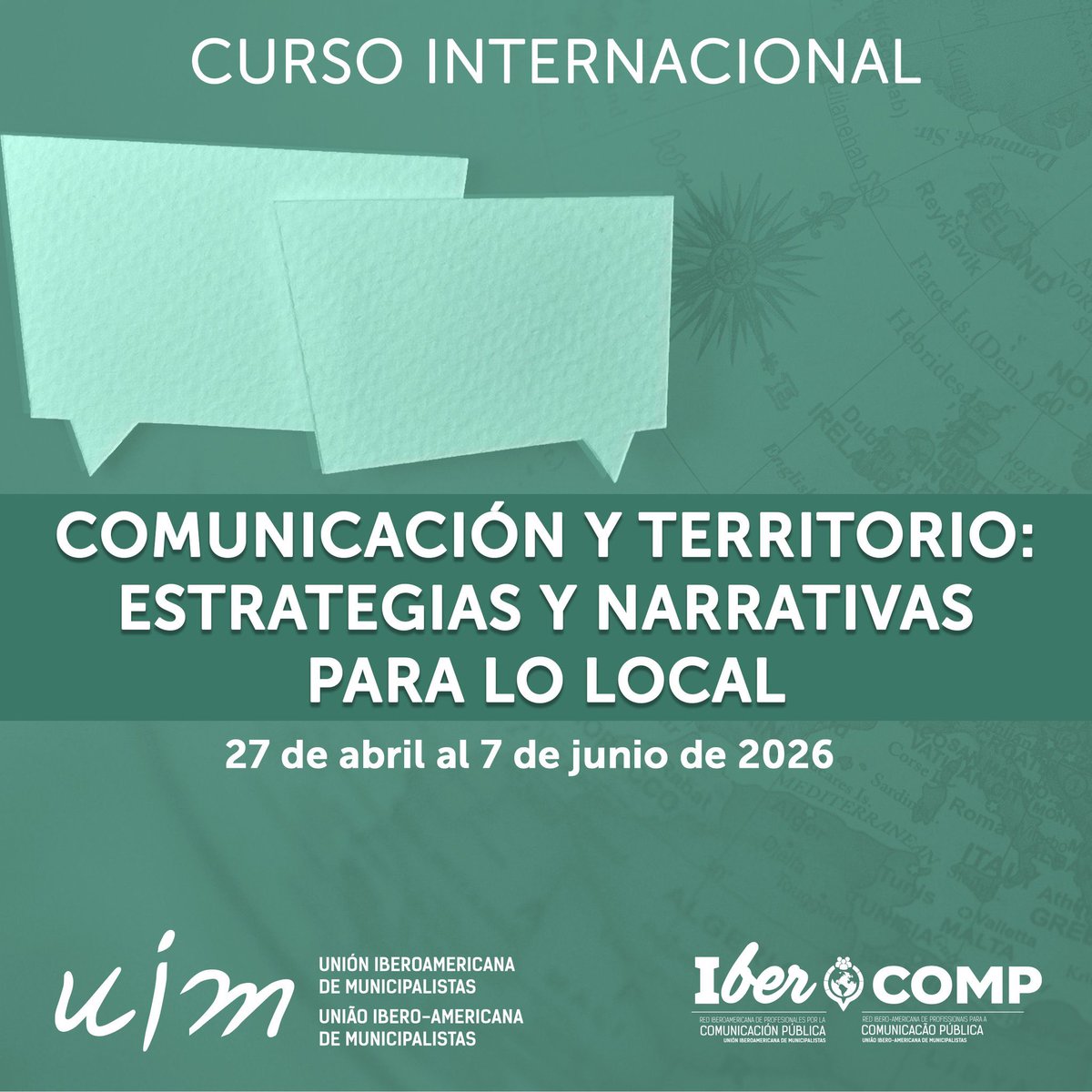 Les presento una nueva propuesta académica de la Unión Iberoamericana de #Municipalistas 

Curso Internacional “Comunicación y Territorio: Estrategias y Narrativas para lo Local” 

Mira la información y si tienes dudas o necesitas ayuda 🙋🏻‍♀️

pga.uimunicipalistas.org/catalogo/673
