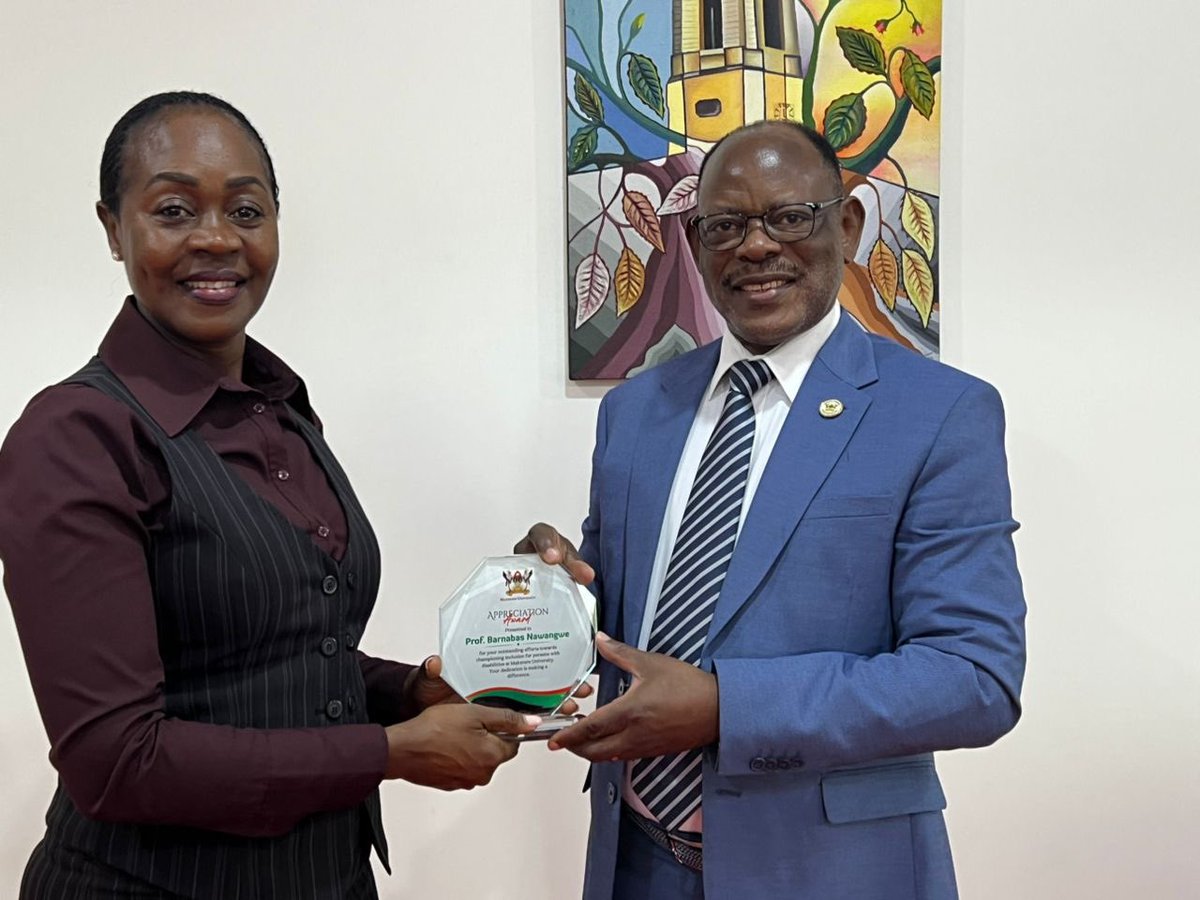 This morning I was humbled to receive a plaque delivered by the Dean of Students, Dr. Winifred Kabumbuli in recognition of my contribution to the promotion of inclusivity at Makerere University. I am inspired to do even more to ensure that inclusivity is a culture at this great