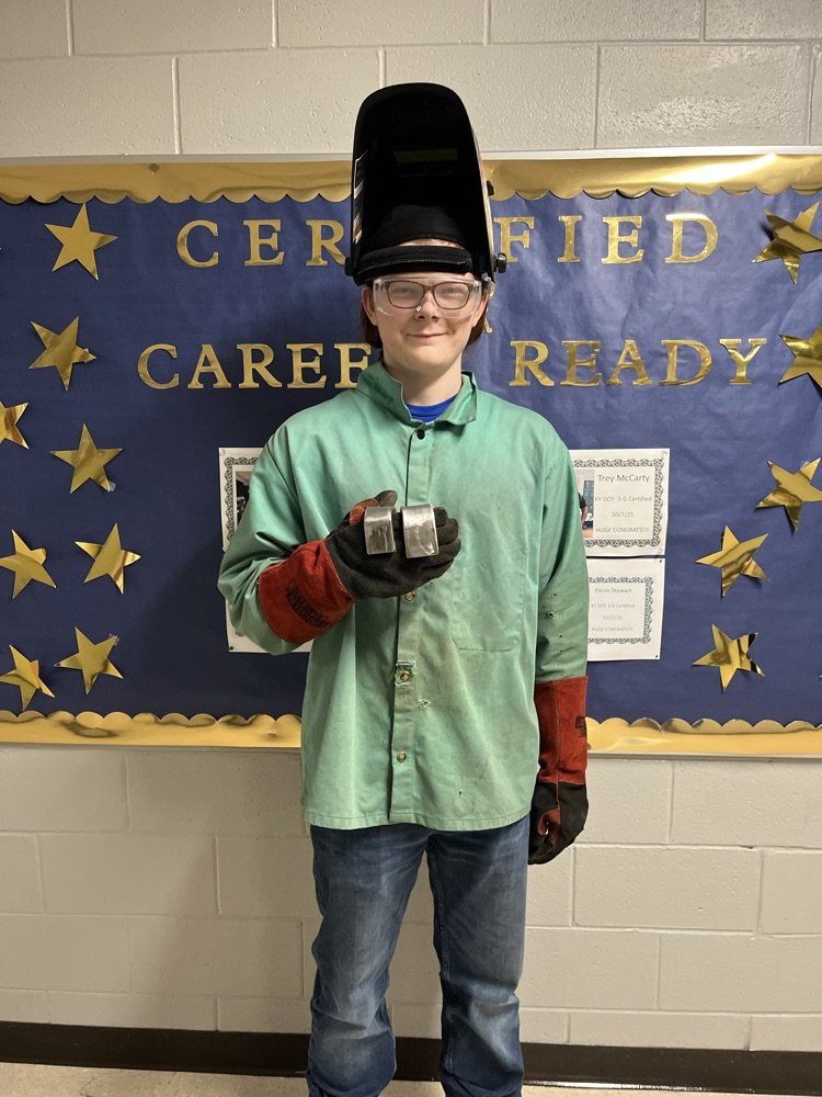 HUGE CONGRATULATIONS to Cameron Whitt!!! He earned his KY DOT 3-G Welding cert! So proud of him &amp; his hard work! Way to go, Mr Mulkey! Super proud of our Welding Program! <a href="/KY_CTE/">Kentucky Office of Career and Technical Education</a>