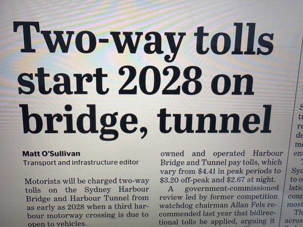 The Sydney Harbour Bridge opened in 1932. The poor ole motorists have paid off that bridge multiple times .. but now they’ll pay more - one way or the other. Greater Sydney has the most (privately) gouging urban toll roads .. in the world. Another triumph of the ALP/LNP duopoly.