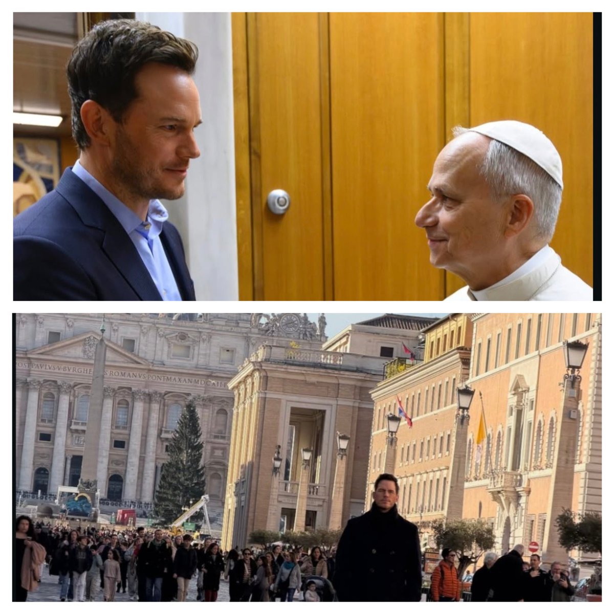 VATICAN 🇻🇦 

Hollywood actor Chris Pratt met with Pope Leo XIV today at the Vatican

Pratt is filming a groundbreaking new series on Saint Peter