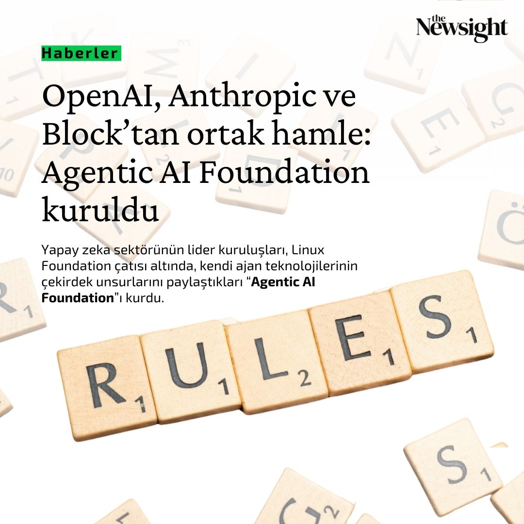 OpenAI, Anthropic ve Block, ajan teknolojilerinin çekirdek bileşenlerini Linux Foundation çatısı altındaki yeni Agentic AI Foundation’a devretti.

🔗 thenewsight.com/haberler/opena…