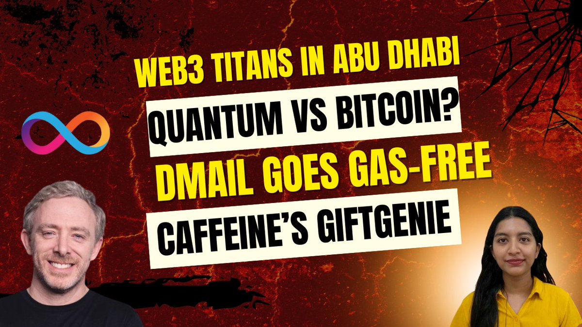 • <a href="/ADFinanceWeek/">ADFW</a>  brings Charles Hoskinson, Joseph Lubin, Lily Liu &amp; <a href="/dominic_w/">dom williams.icp ∞</a>  to private roundtables
• GiftGenie makes AI gift shopping painless
• Bitcoin &amp; quantum risks
• <a href="/Dmailofficial/">DMAIL.AI</a>  launches gas-free USDT messaging on Stablechain
📺youtu.be/gCVVllfFss4

#ICP