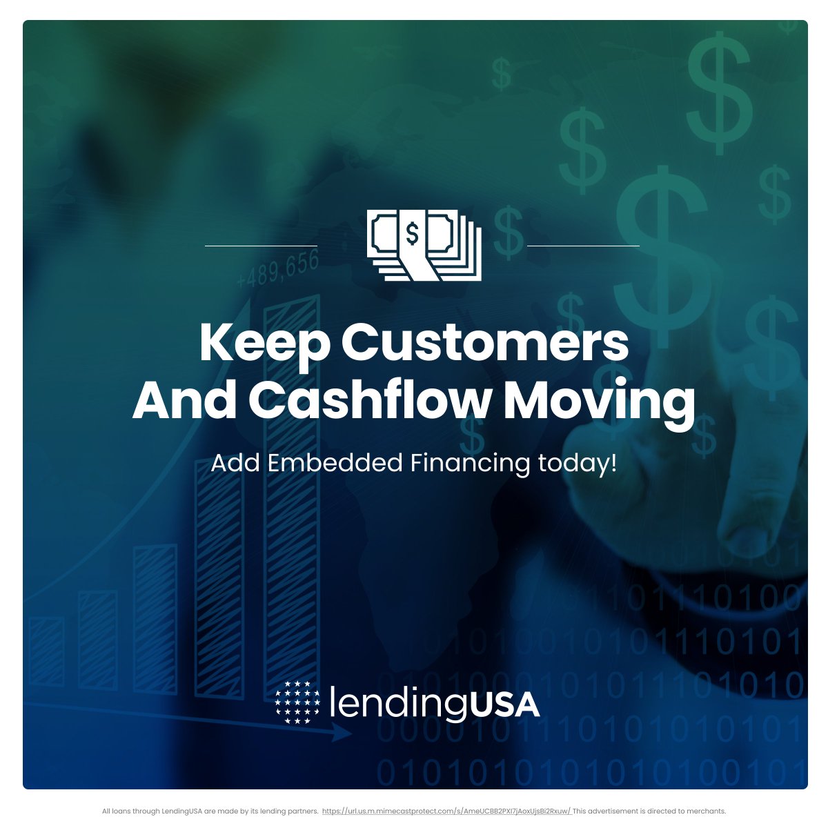 LendingUSA's tweet image. Attention businesses! Embedded Financing lets customers pay over time while you get paid fast. Companies using financing reduce churn 20 to 25 percent (McKinsey 2023). Keep revenue moving, book a free demo: zurl.co/TfV9N
#BusinessGrowth #LendingUSA #EmbeddedFinancing