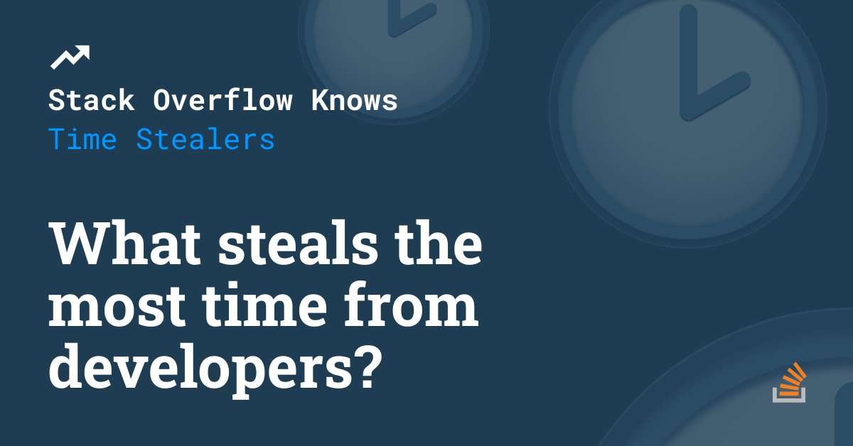 StackOverflow's tweet image. What's the biggest waste of time for developers? The answer probably won't surprise you. Documentation—both having to spend time on it and the lack of it from team members—is the main source of friction in a developer's day to day.

Explore the results from our latest…