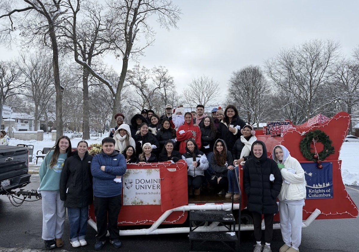 RCASdu's tweet photo. Dominican University students recently supported the
DU Feeds Food Pantry by donating canned goods during a special holiday meet-and-greet event. Hosted by the Brennan School of Business Honors Society, Beta Gamma Sigma, the gathering offered a festive break from finals. https://t.co/q6GEzt44Wt