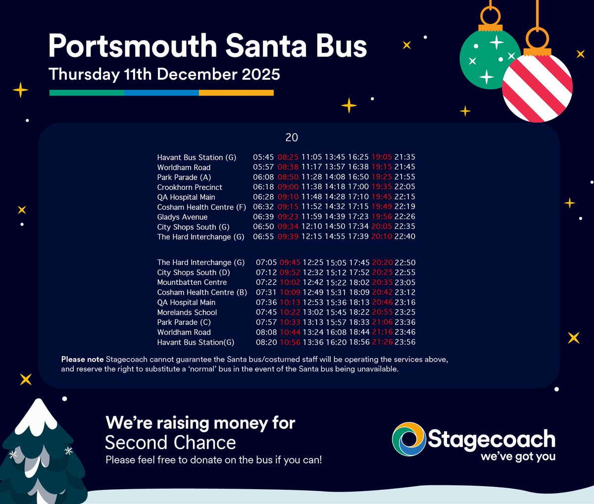 🎵Here comes Santa Clause, here comes Santa clause.. 🎵 right down Prospect Lane? Tomorrow 11th December will see Santa out on route 20 between #havant, #westleigh, #cosham and #Gunwharf! 🎅🏻