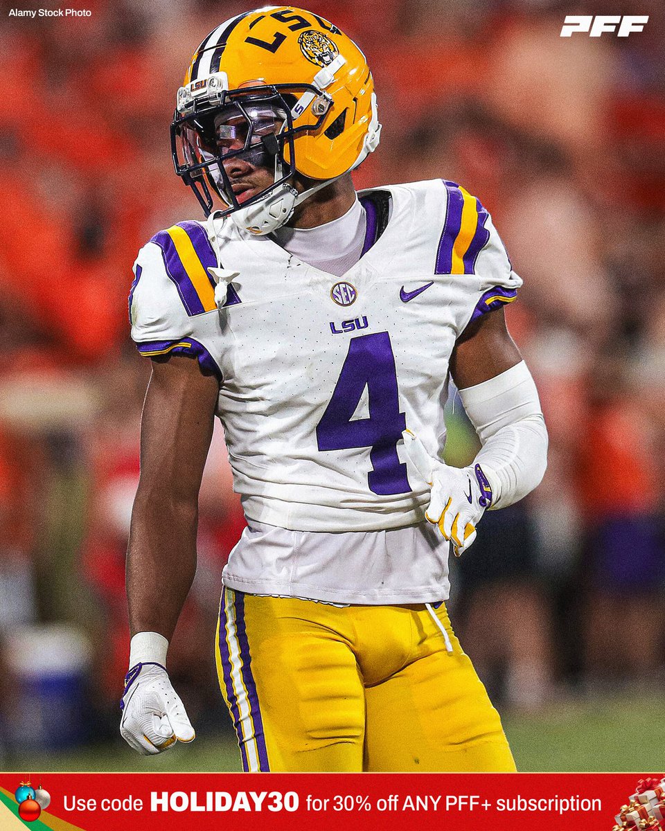 PFF_College's tweet image. On 358 coverage snaps, Mansoor Delane allowed only 147 yards the entire season🤯

@LSUfootball