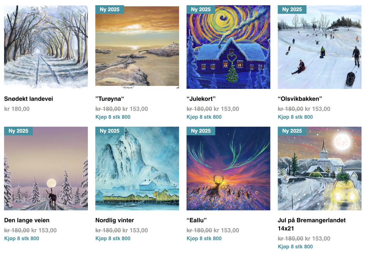 Sluttspurtsalg! 🥳🎉

Siste dag med julekortsalg har jeg et ekstra godt tilbud på julekort pakken 🙌
800,- 8 kort i konvolutt, Ord 950,- inkl frakt
Kjøp i nettbutikken:
muse.no