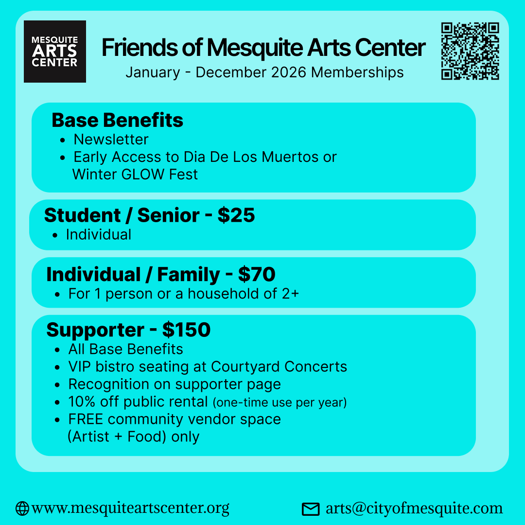MesqArtsCenter's tweet photo. Consider giving an "End of Year" Donation to the Mesquite Arts Center! https://t.co/f8AwTQBcF6 https://t.co/dGAmNDc4FR