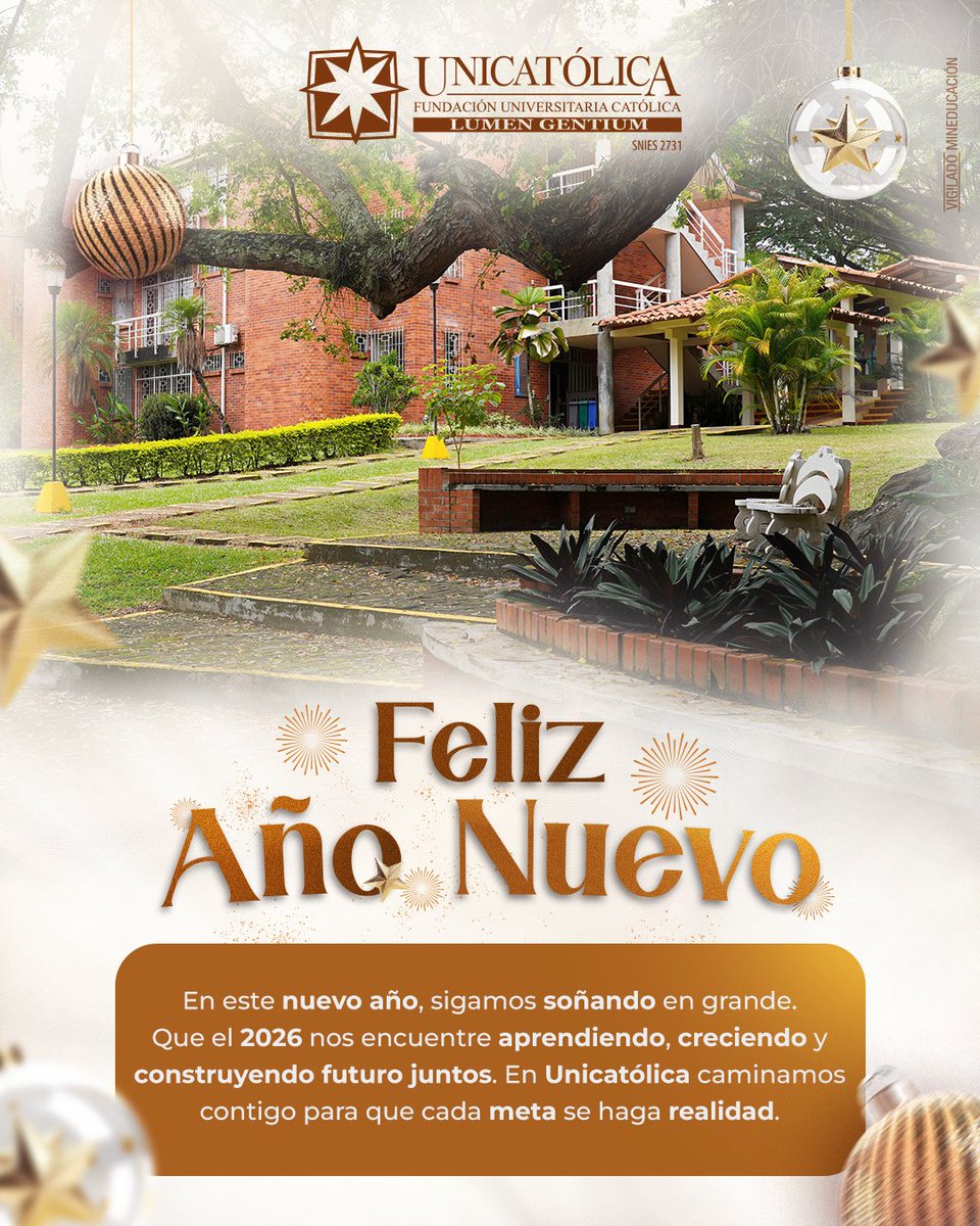 Les deseamos que el 2026 esté lleno de nuevos aprendizajes, retos superados y metas alcanzadas.

En #Unicatólica te acompañamos a lograr todos tus sueños académicos, comprometidos con tu formación integral y tu crecimiento.

Gracias por permitirnos ser parte de tu historia.✨