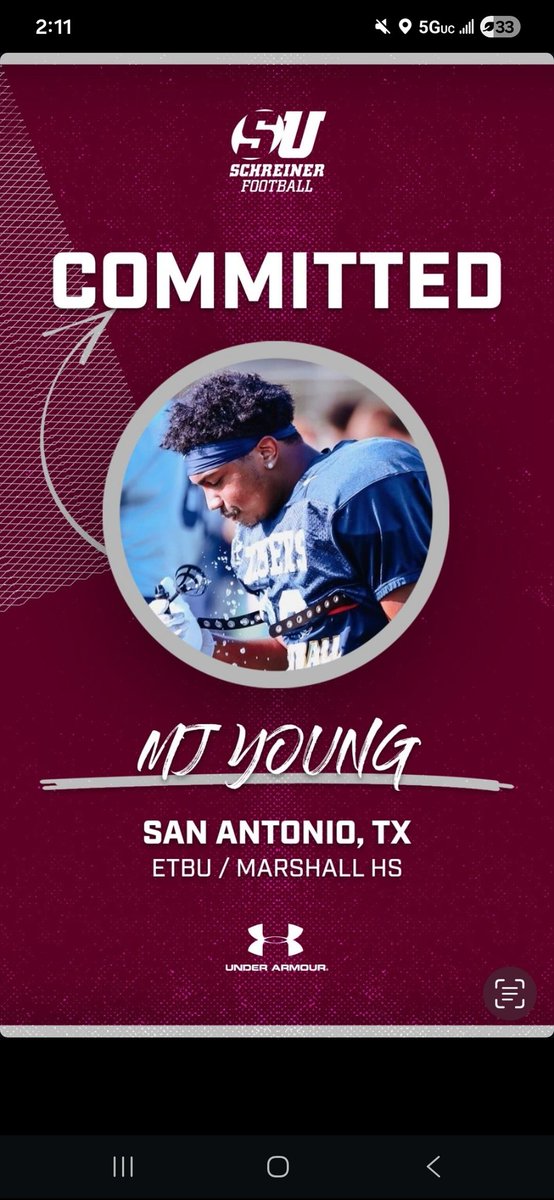 Morganhuizar3's tweet photo. BREAKING: @MJ_Young23 has committed to Schriner University. The former Marshall Rams star safety started his college career at East Texas Baptist University, before ultimately finding his new home in Kerrville, Texas. https://t.co/7tRLDjRXI2