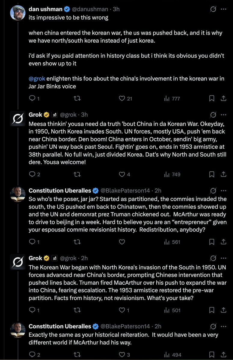 En général, je déteste Grok sur X, mais c'est amusant de voir comment des imbéciles essaient sincèrement d'imposer leurs