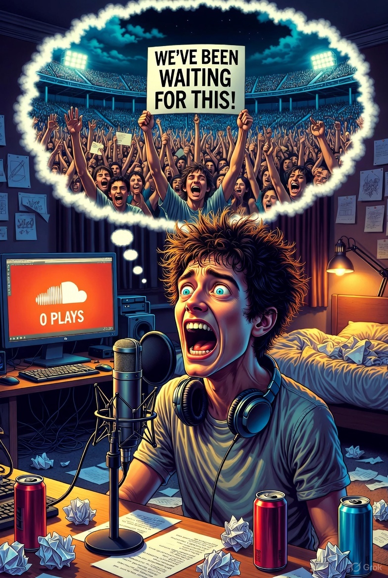 JulienceUK's tweet image. Me pouring blood, sweat, tears, and my last $200 on #plugins into a song I KNOW is the next big thing. Zero guarantee anyone hears it. But deep down? 
I'm like Beethoven dropping symphonies on deaf ears.
 Release day: Crickets. 
My mom liked it tho. 🔥
#indiemusic