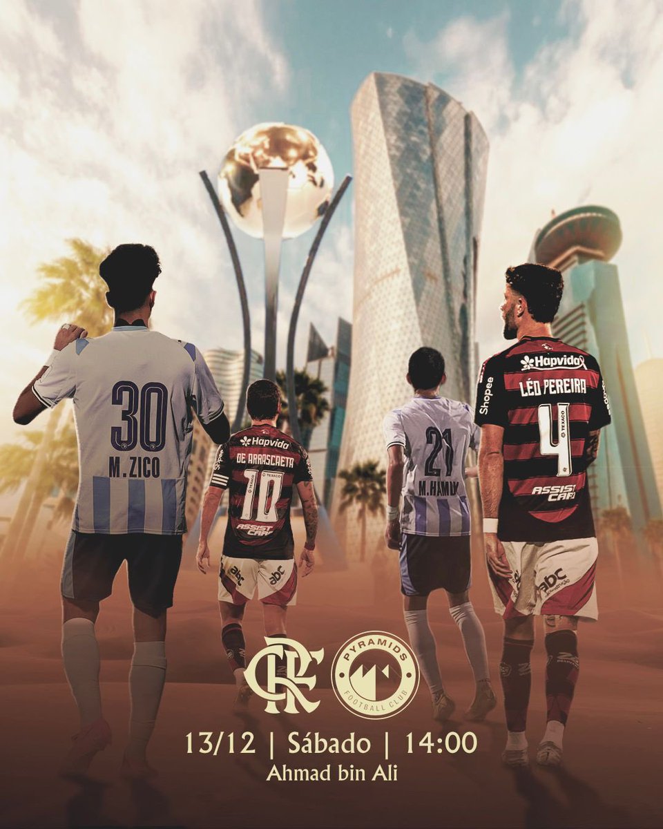 O Flamengo vive de conquistas. Vamos para o próximo passo. O trabalho não acabou!

FLAMENGO 🆚 Pyramids 
📍Doha, Catar - 13/12, às 14h (horário de Brasília)

Em busca do Bi Mundial! Por nós. Pelos nossos. Sempre!

#arteespecial